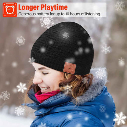 Wireless Beanie Hat with Wireless Headphones, Wireless Winter Hat Built-In HD Stereo Speakers, Wireless Music Cap for Outdoor