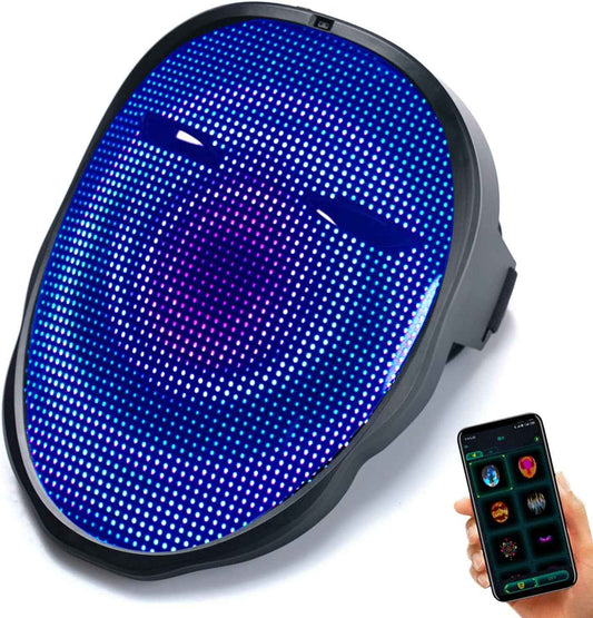 Led Light up Mask with Bluetooth Programmable,Digital Electronic Rave Shining Mask,Transforming Led Luminou Mask - BINZAAR