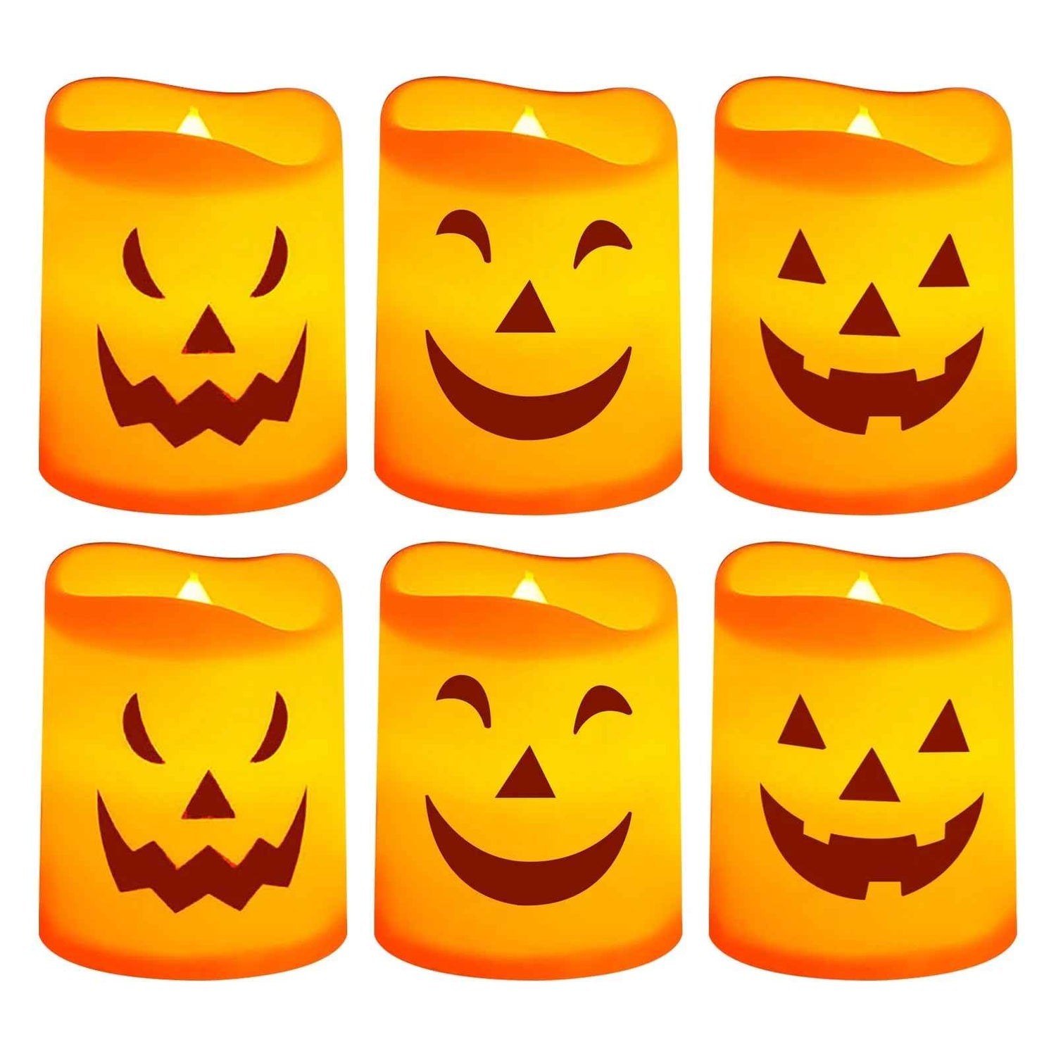Halloween Flameless Candles, Battery Operated LED Flickering Battery Pillar Candles, Spooky Fall Halloween Festival Party Decoration for Indoor Halloween Decorations Home Halloween Decor, 6Pcs - BINZAAR