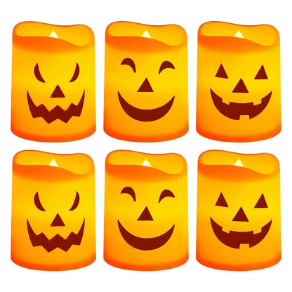 Halloween Flameless Candles, Battery Operated LED Flickering Battery Pillar Candles, Spooky Fall Halloween Festival Party Decoration for Indoor Halloween Decorations Home Halloween Decor, 6Pcs - BINZAAR