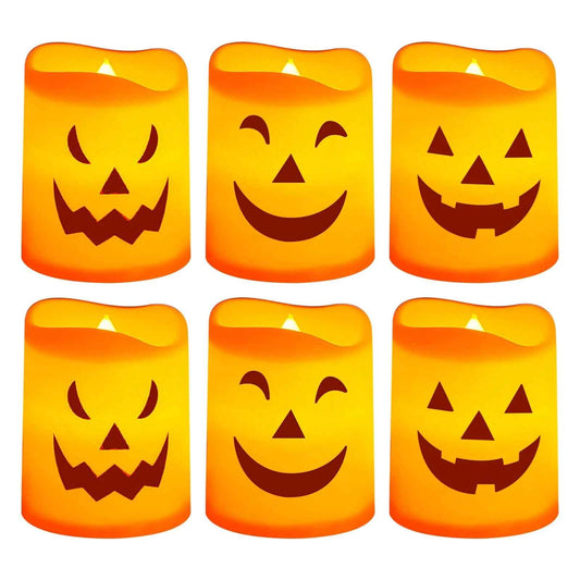 Halloween Flameless Candles, Battery Operated LED Flickering Battery Pillar Candles, Spooky Fall Halloween Festival Party Decoration for Indoor Halloween Decorations Home Halloween Decor, 6Pcs - BINZAAR