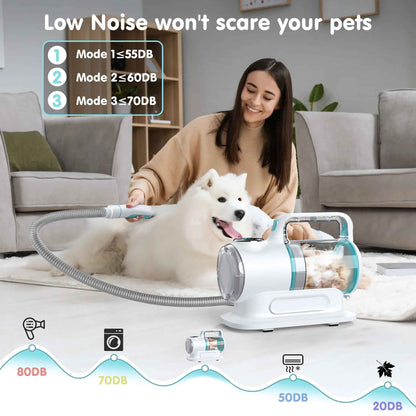 Professional 6-In-1 Dog Grooming Vacuum Kit - 11000PA High Suction & 1.5L Large Capacity | 99% Hair Removal with Complete Grooming Tools | High Suction Pet Vacuum for Professional Grooming - BINZAAR