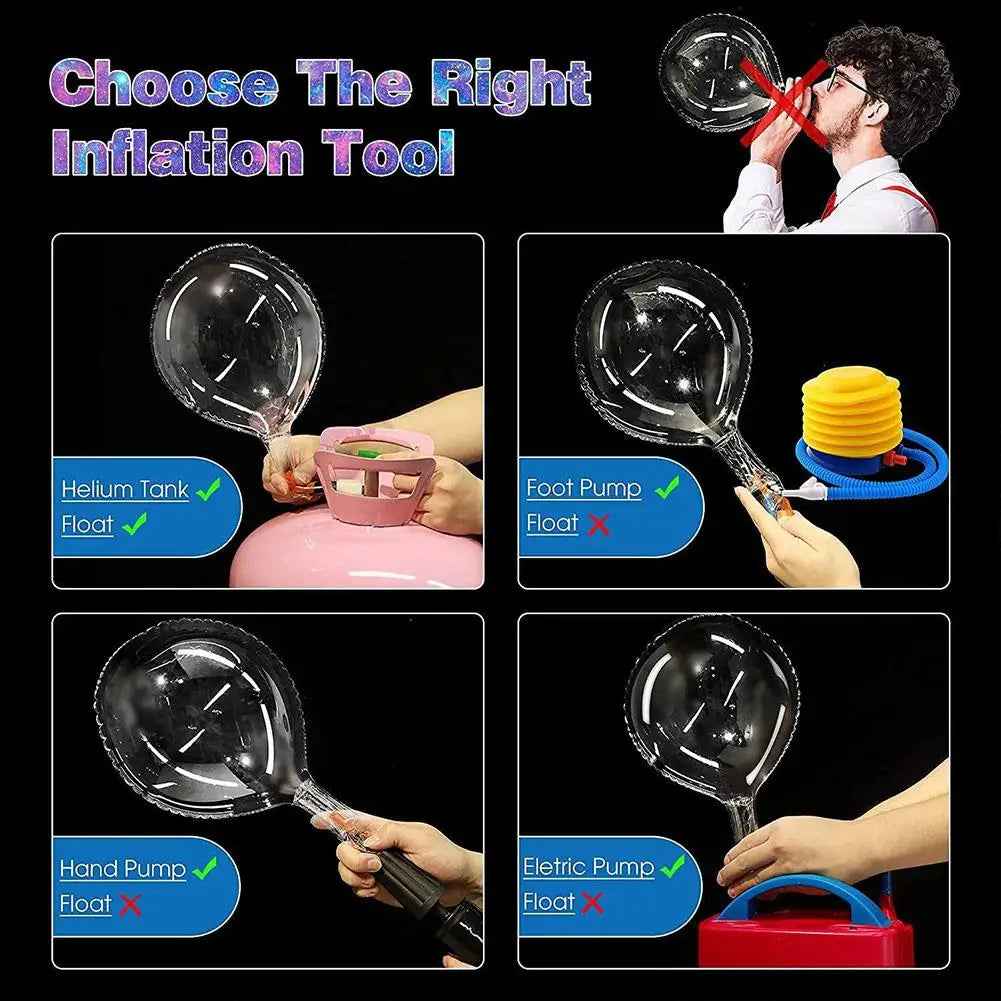 3Set Transparent Led Balloons Light up Balloons with Light Strap Bobo Balloons for Party Birthday Anniversary Wedding Decoration - BINZAAR