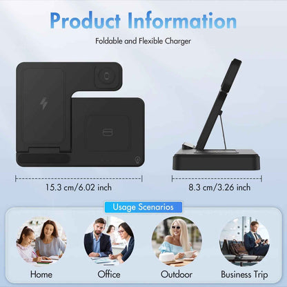Wireless Charger, Magnetic Fast Charging Stand Compatible with Iphone 16 15 14 13 12 11 Pro Max plus XS XR X 8, for Apple Watch 9 8 7 6 5 4 3 2 SE, for Airpods 3 2 Pro, 3 in 1 Charging Station - BINZAAR