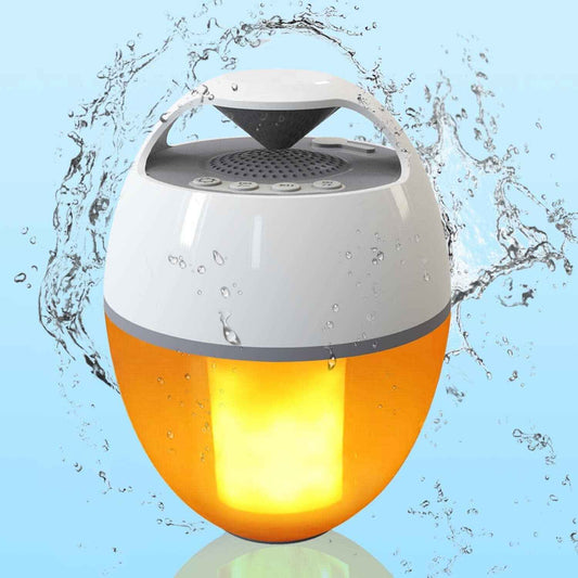 LED Flame Floating Bluetooth Speaker for Pool, IP68 Waterproof, Hot Tub with Rich Bass, HD Stereo Sound, Hands-Free Portable for Outdoor - BINZAAR