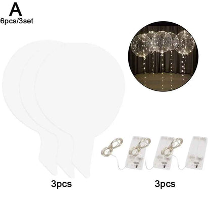 3Set Transparent Led Balloons Light up Balloons with Light Strap Bobo Balloons for Party Birthday Anniversary Wedding Decoration - BINZAAR