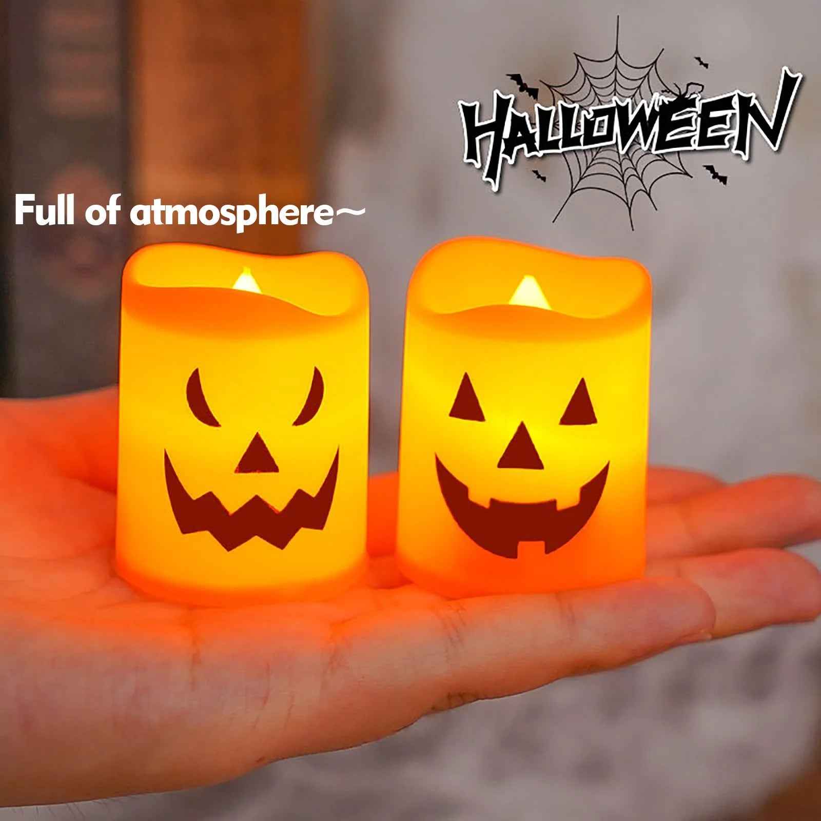Halloween Flameless Candles, Battery Operated LED Flickering Battery Pillar Candles, Spooky Fall Halloween Festival Party Decoration for Indoor Halloween Decorations Home Halloween Decor, 6Pcs - BINZAAR