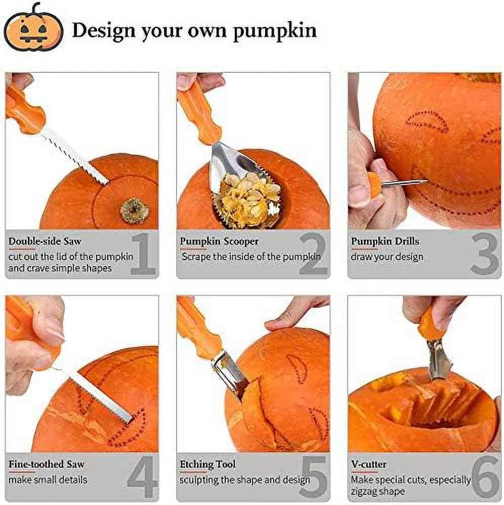 Pumpkin Carving Kit, Halloween Professional Pumpkin Cutting Supplies Tools with Carrying Bag, 10 Pcs - BINZAAR