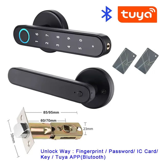 RAYKUBE Tuya BLE Fingerprint Door Lock Digital Electronic Lock with Password/Key/IC Card/ Smartlife/ Tuya APP Unlock