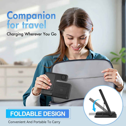 Wireless Charger, Magnetic Fast Charging Stand Compatible with Iphone 16 15 14 13 12 11 Pro Max plus XS XR X 8, for Apple Watch 9 8 7 6 5 4 3 2 SE, for Airpods 3 2 Pro, 3 in 1 Charging Station - BINZAAR