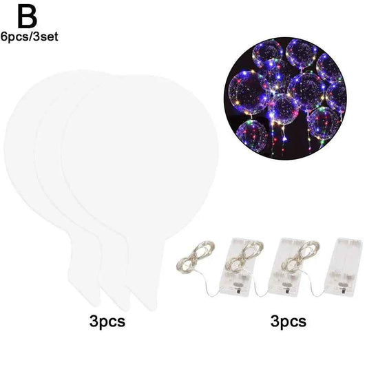 3Set Transparent Led Balloons Light up Balloons with Light Strap Bobo Balloons for Party Birthday Anniversary Wedding Decoration - BINZAAR