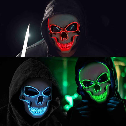 Halloween Mask LED Light up Costumes Scary Mask for Party Supplies Favor - BINZAAR