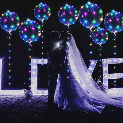 6/12Pcs LED Light up Balloons Transparent Bobo Balloon for Valentines Day Decor