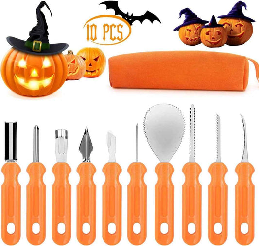 Pumpkin Carving Kit, Halloween Professional Pumpkin Cutting Supplies Tools with Carrying Bag, 10 Pcs - BINZAAR