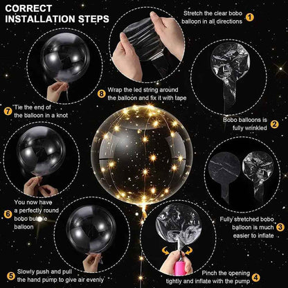 3Set Transparent Led Balloons Light up Balloons with Light Strap Bobo Balloons for Party Birthday Anniversary Wedding Decoration - BINZAAR