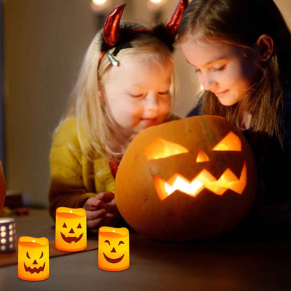Halloween Flameless Candles, Battery Operated LED Flickering Battery Pillar Candles, Spooky Fall Halloween Festival Party Decoration for Indoor Halloween Decorations Home Halloween Decor, 6Pcs - BINZAAR