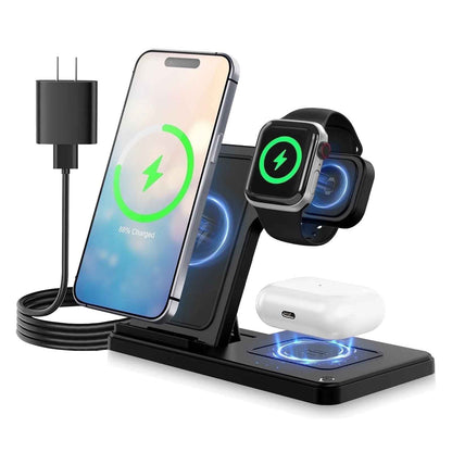 Wireless Charger, Magnetic Fast Charging Stand Compatible with Iphone 16 15 14 13 12 11 Pro Max plus XS XR X 8, for Apple Watch 9 8 7 6 5 4 3 2 SE, for Airpods 3 2 Pro, 3 in 1 Charging Station - BINZAAR